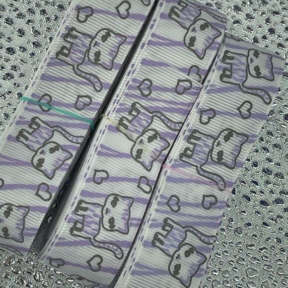 Grosgrain Ribbon NEW 7/8” 5 yards yds 5/$20 Kitty cat purple zebra stripes - Picture 5 of 5